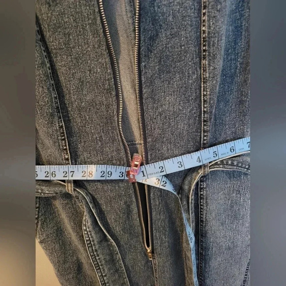 Wmns S  Denim Jumpsuit Balloon Sleeves Banded Ankles Casual Contemporary - Picture 6 of 12